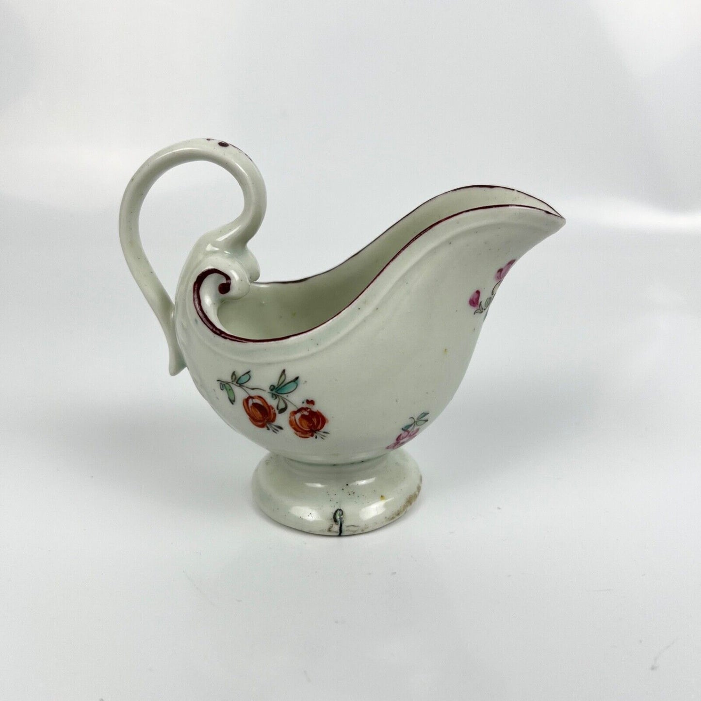 An unusual Derbyshire (Derby or Wirksworth) unrecorded creamer/sauceboat c1770