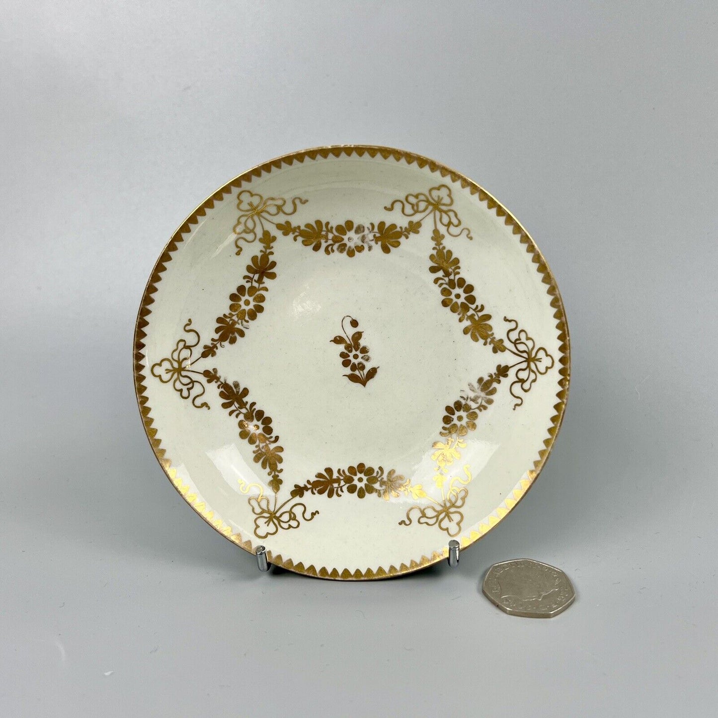 A good Caughley trio c1775 probably outside decorated at Chamberlains.