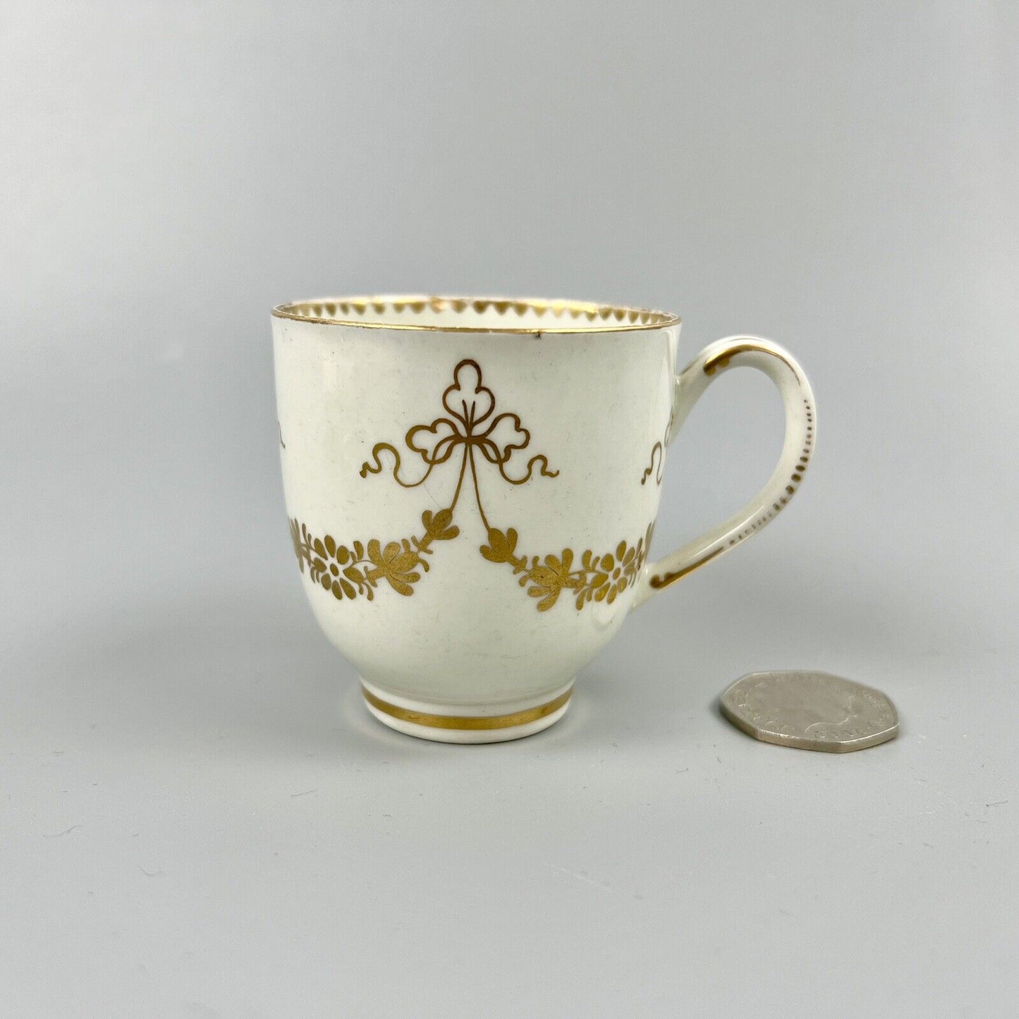 A good Caughley trio c1775 probably outside decorated at Chamberlains.