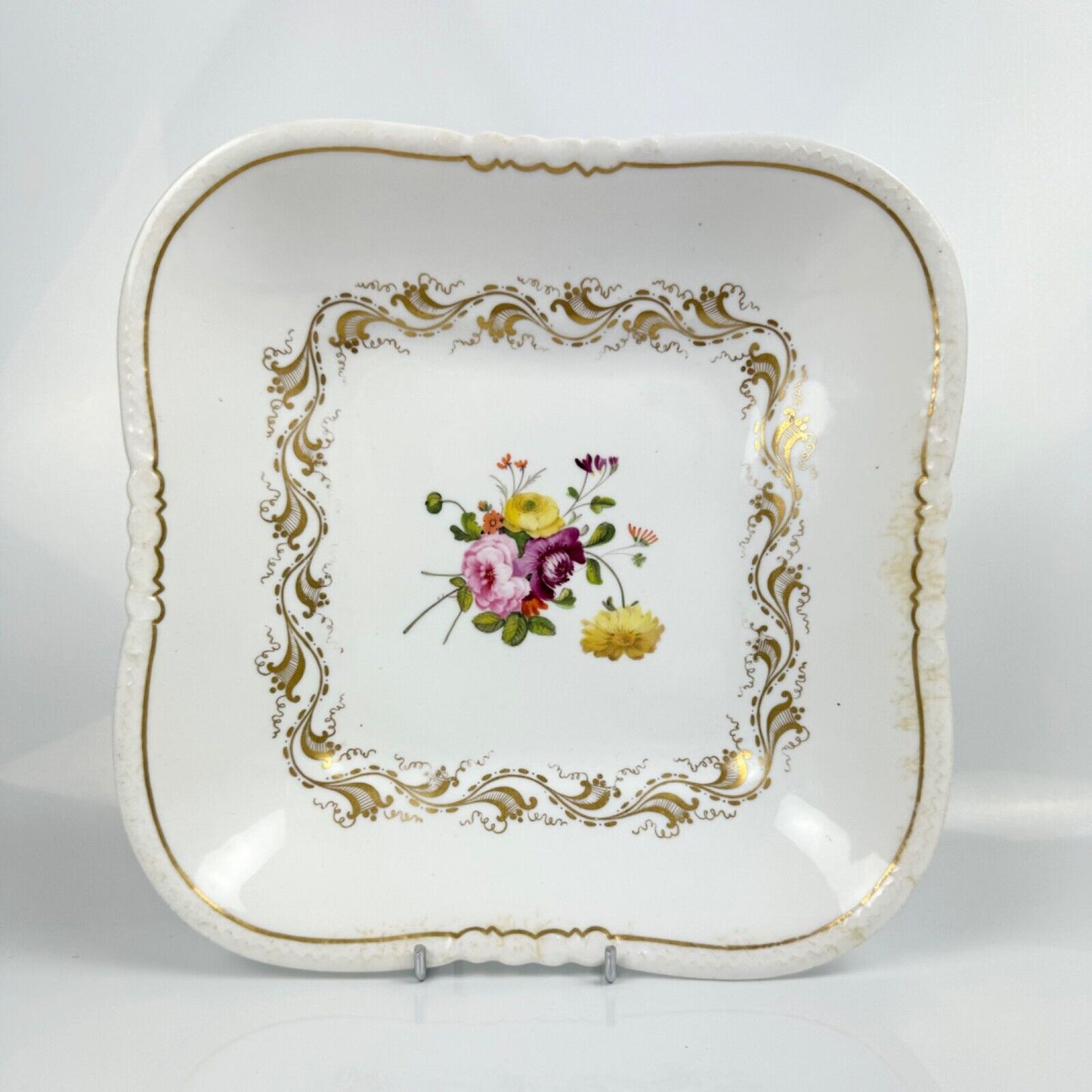 A very fine Rockingham shark-tooth moulded square dessert dish. c1826. Patt 456.