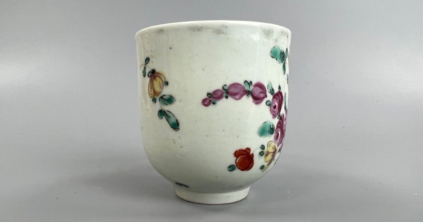 A late 18thc Philip Christian coffee cup painted by the Dot Rose painter #4