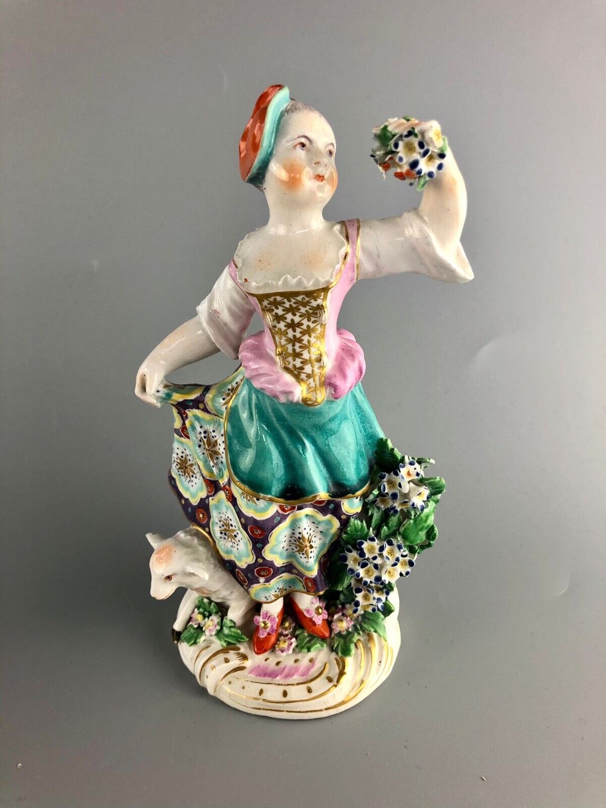 Chelsea Derby Porcelain Figures of Shepherd and Shepherdess c1775