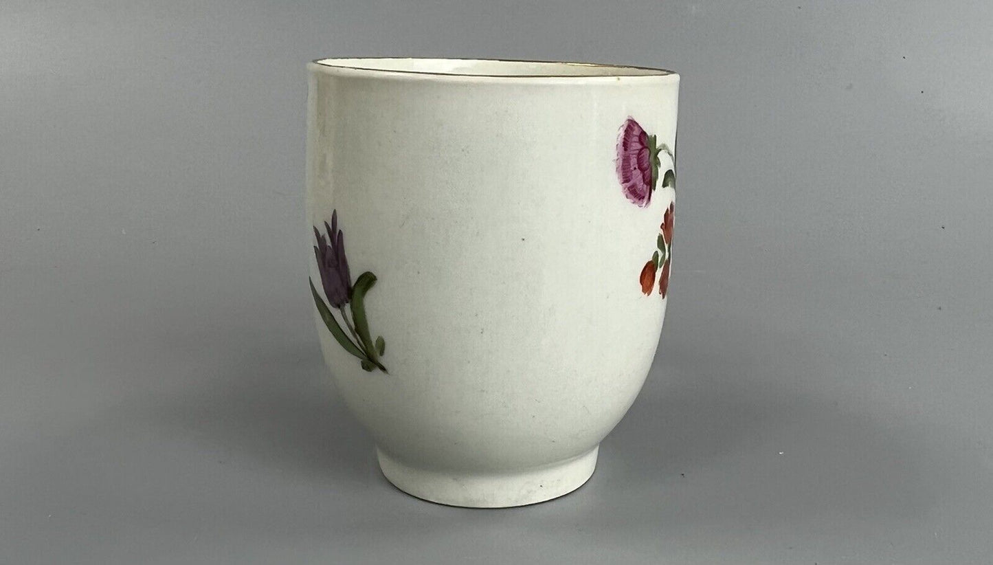 A late 18thc Worcester polychrome coffee cup well painted with floral sprays #5
