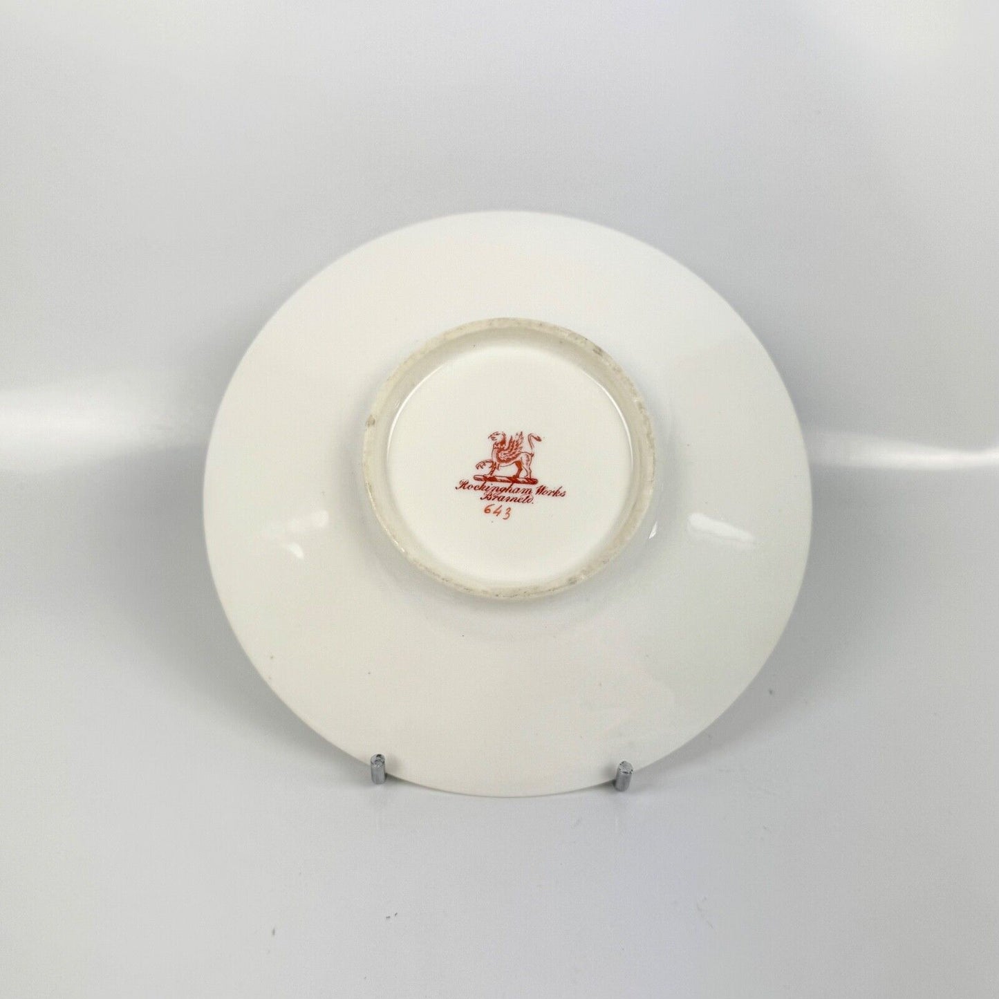 Rockingham horsetail & hoof handled coffee cup& saucer. Red griffin mark. c1826.