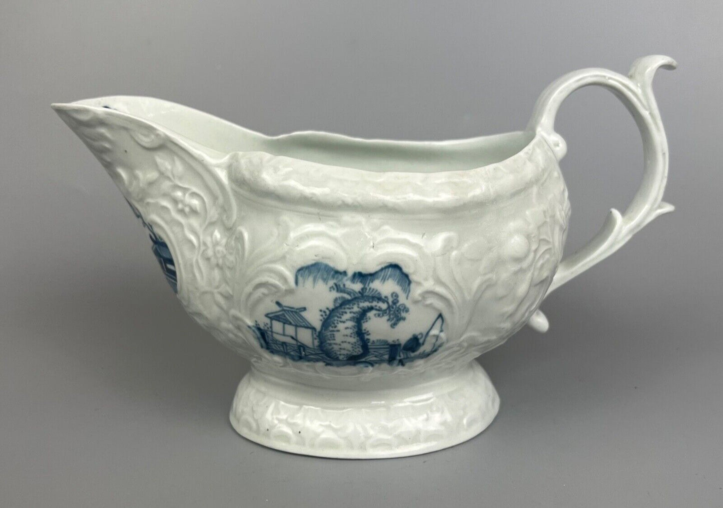 A mid 18thc Philip Christian Liverpool porcelain sauceboat c1765