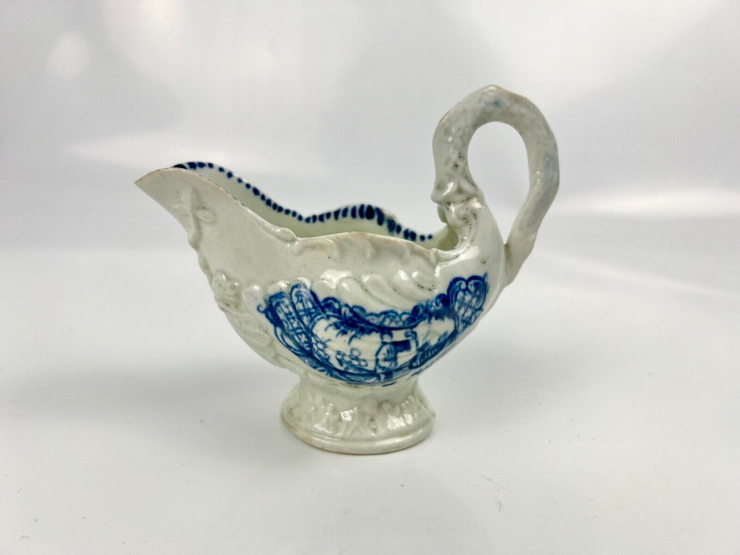 Liverpool John/Jane Pennington dolphin ewer in the Chinese Lady with Bird c1785