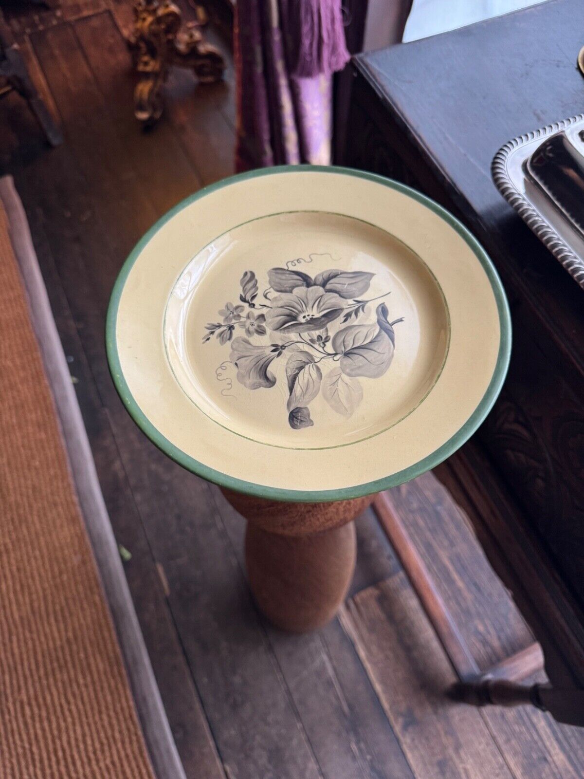 Leeds Pottery drabware plate painted with convolvulus. Griffin Collection. c1810
