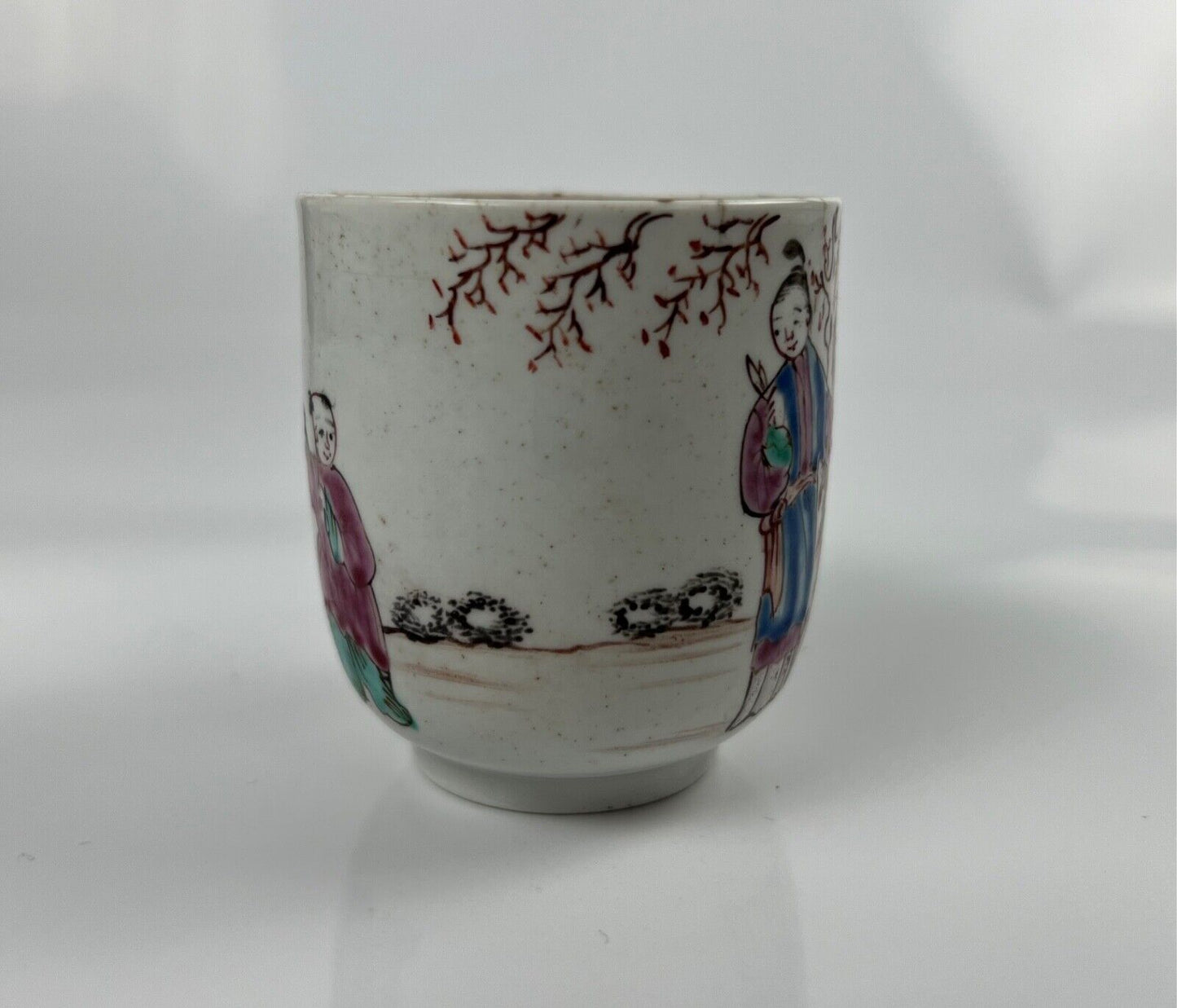 An uncommon Philip Christian Liverpool coffee cup with oriental scene. c1775.