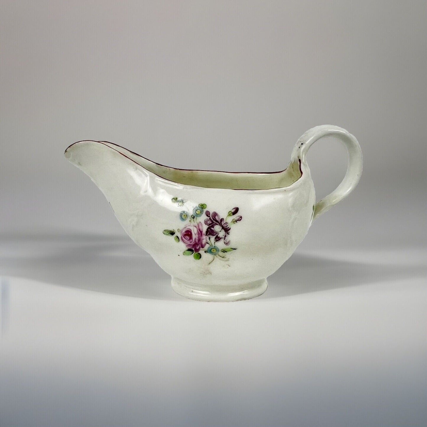Unusual Derby Patch Mark Butter Boat/Sauceboat Painted By Withers c.1765