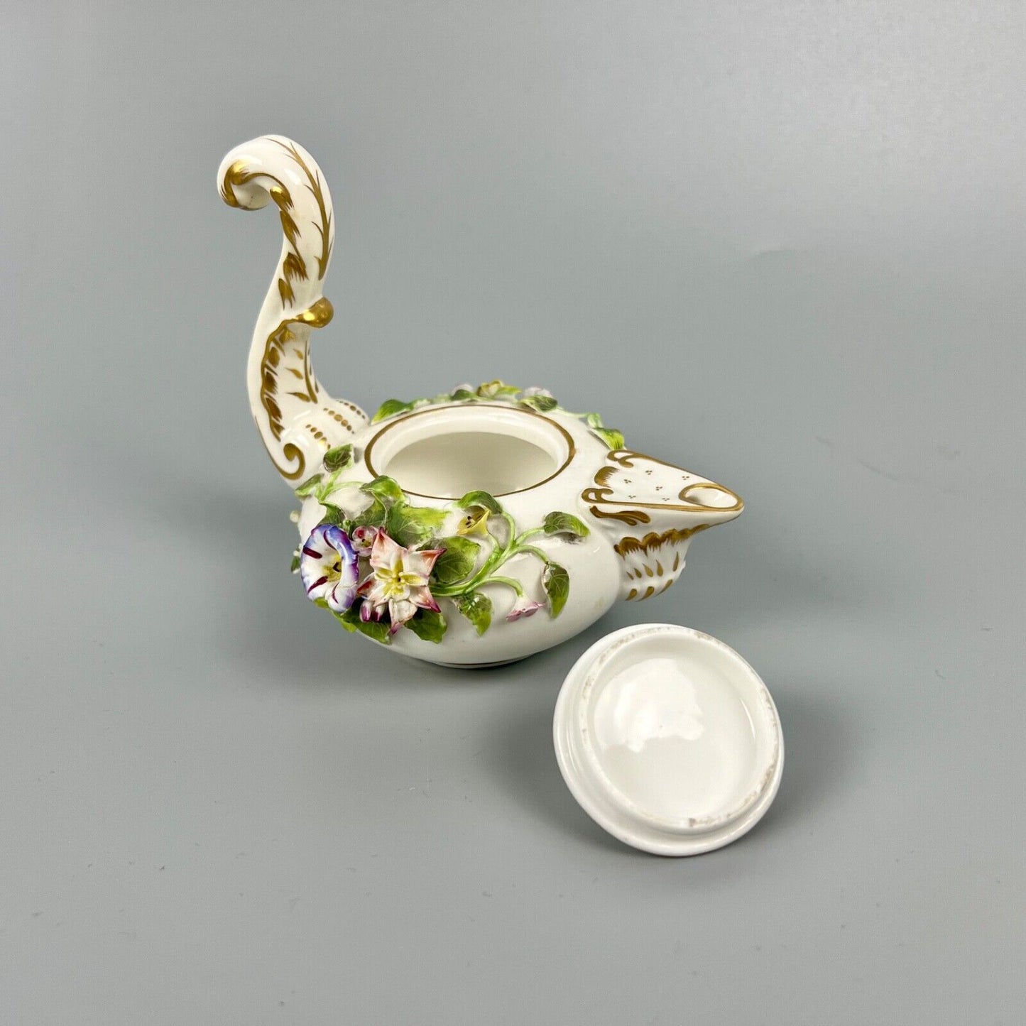 A mid 19thc Derby (Stevenson Hancock-puce version mark) miniature teapot c.1863