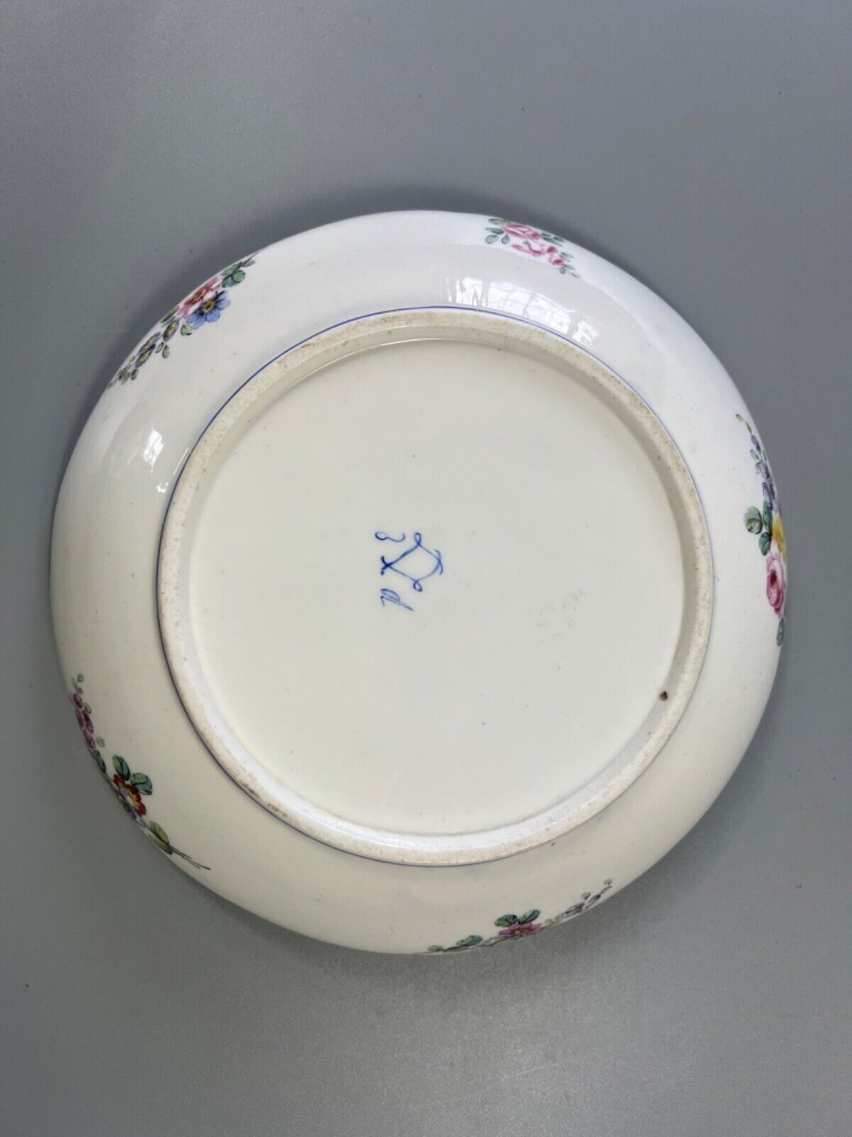 An 18thc. Sèvres lotus-moulded dish, compotier rond, flower sprays, c1762-70