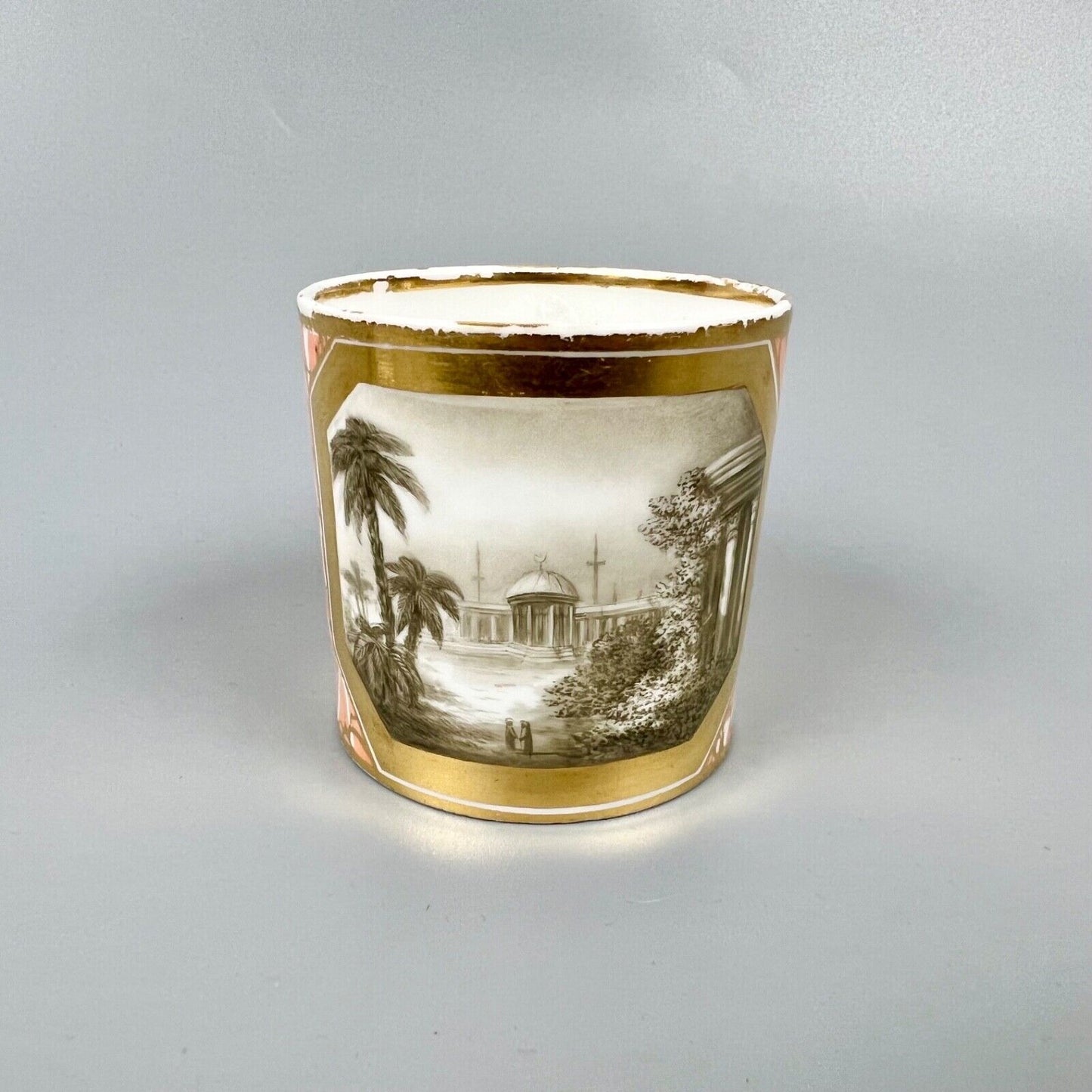 A Barr, Flight and Barr coffee can c.1810 painted with an eastern scene.