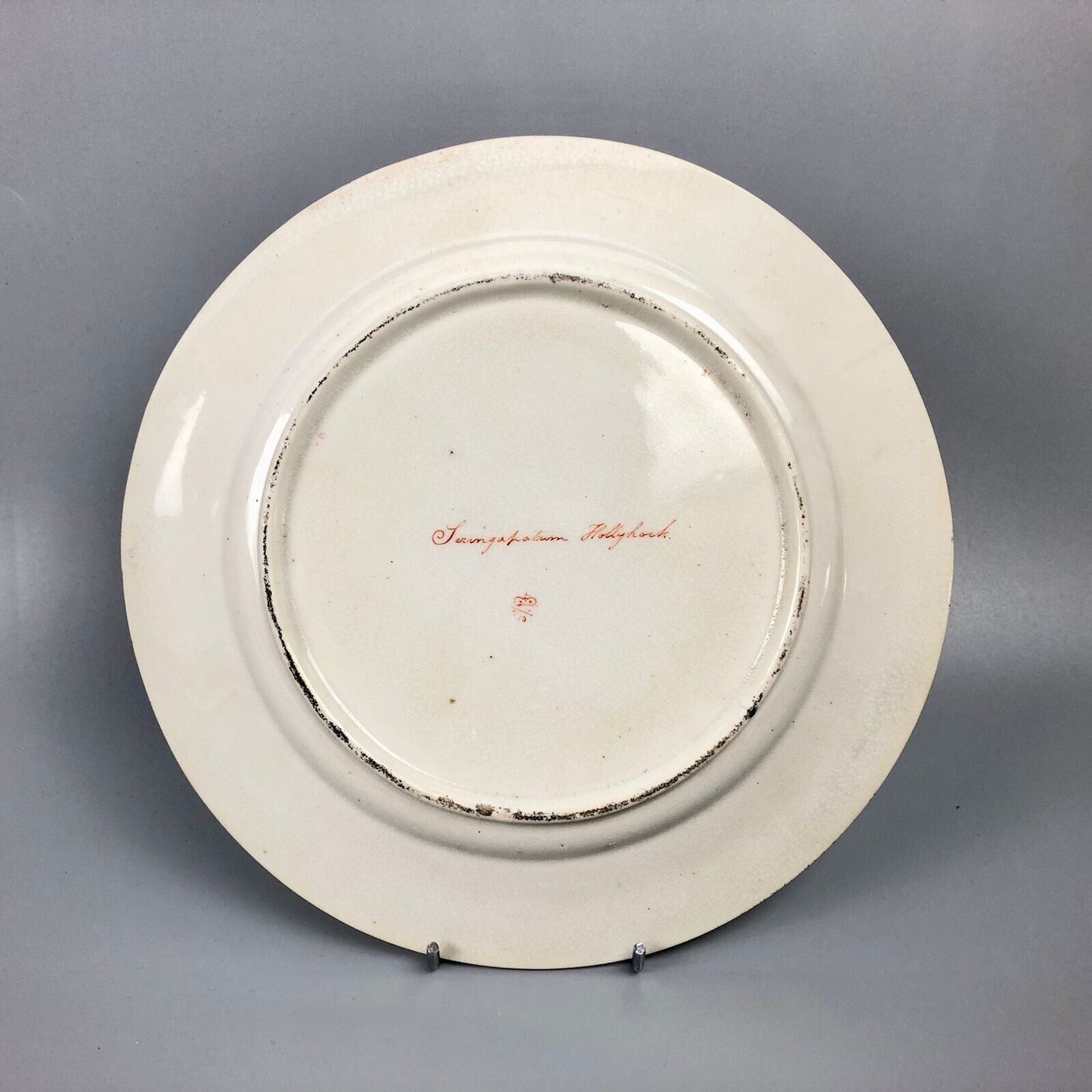 A Quaker Pegg-Painted Derby Plate With Seringapatum Hollyhock Study. c1813-15.
