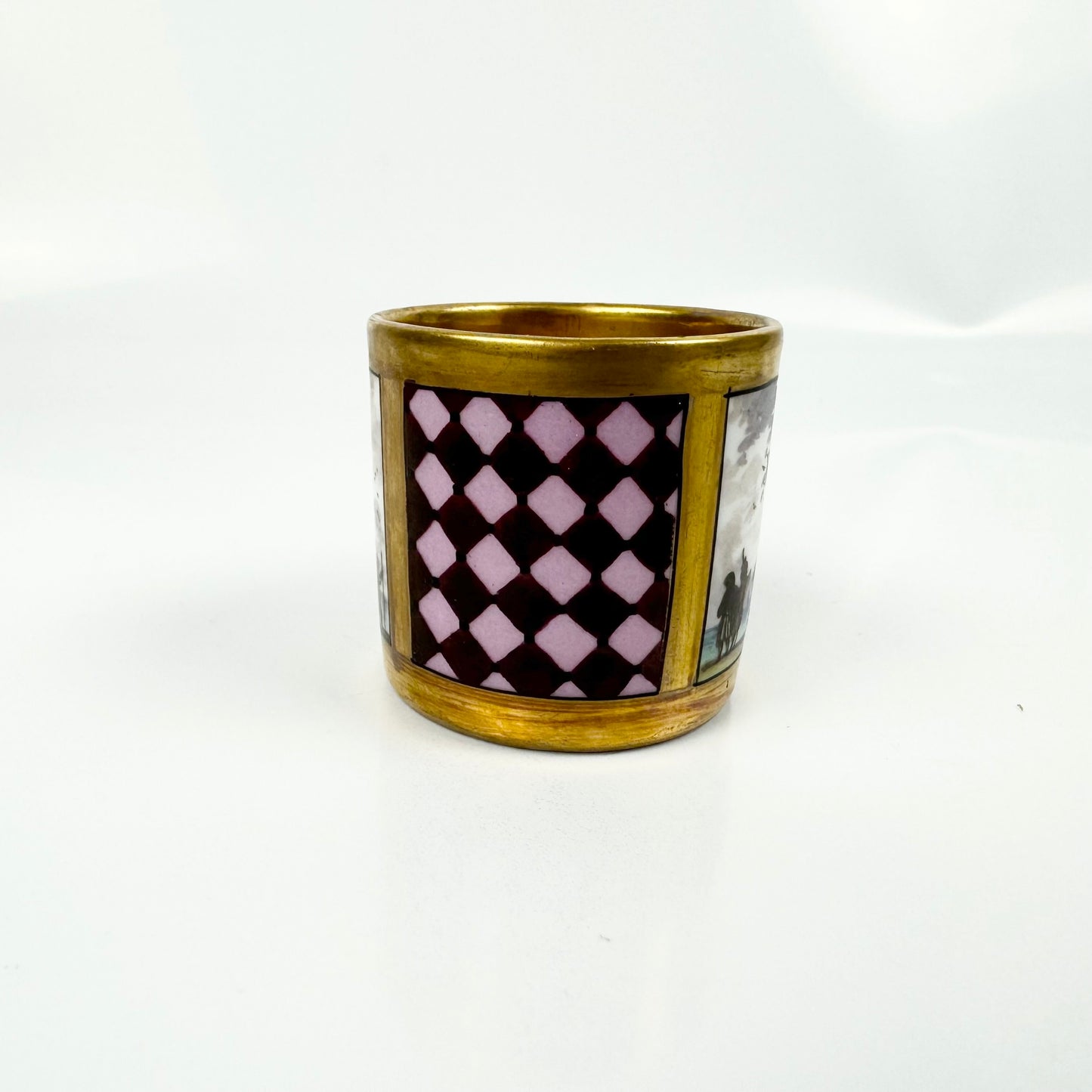 A scarce Royal Vienna miniature coffee can painted with coastal scenes c.1810