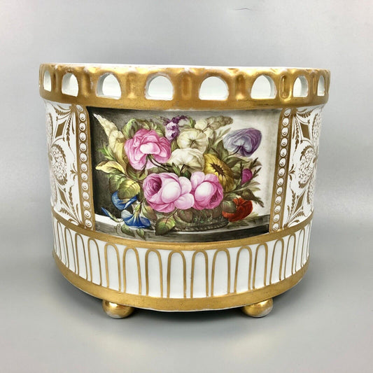 A Billingsley Mansfield floral-painted W*** (probably Whitehead) bough pot c1799