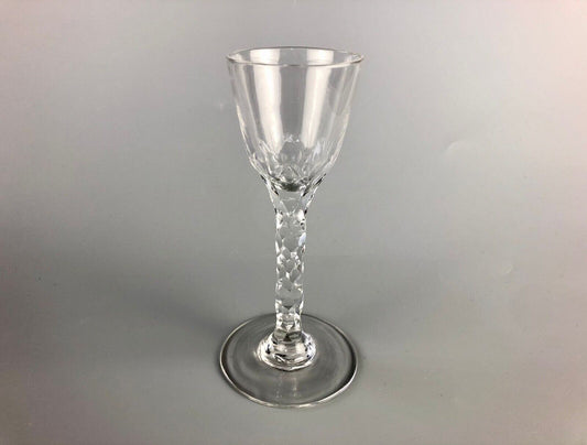A late 18thc (.c1770) facet cut wine glass