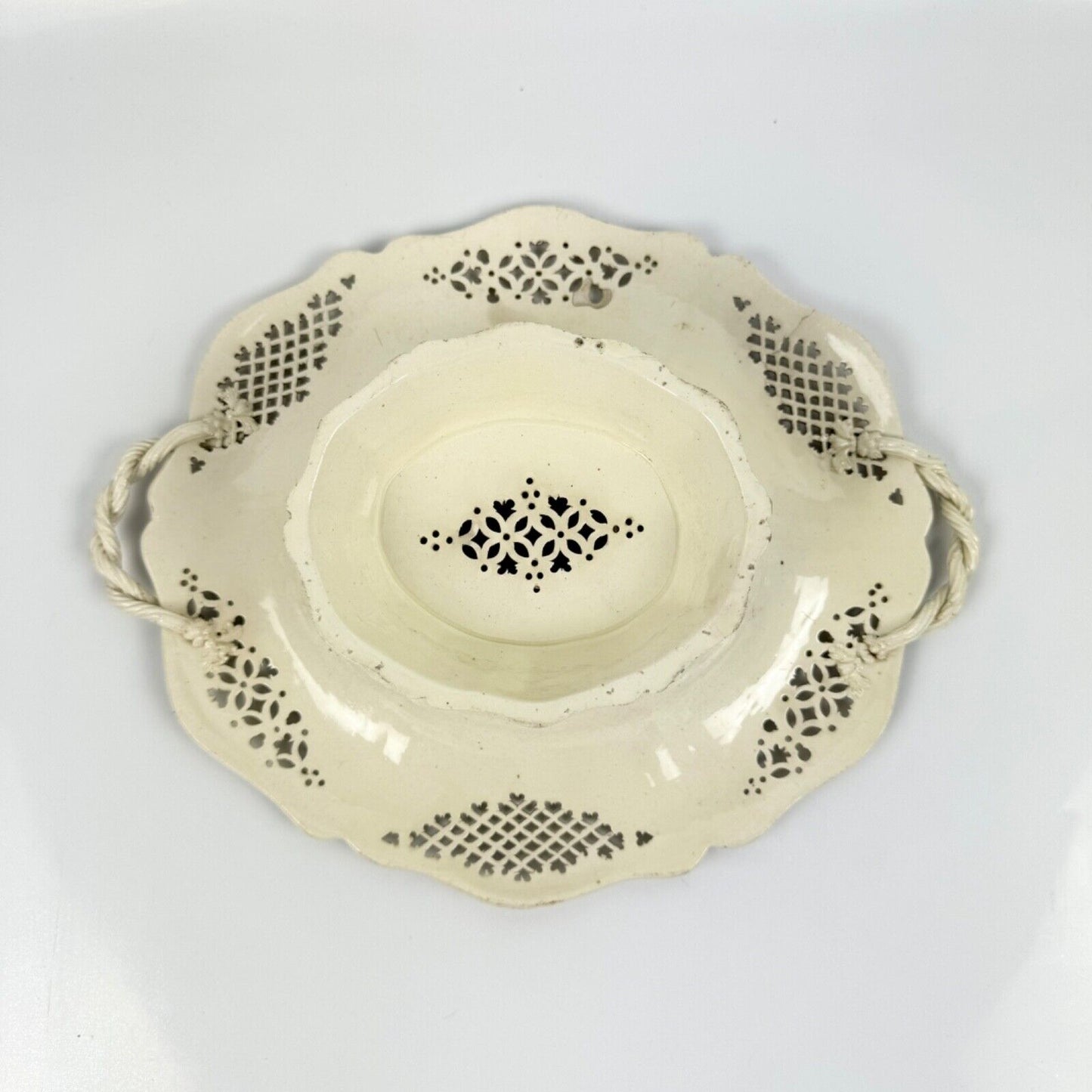A superb Melbourne-type creamware reticulated basket c.1770-80. Ex Tom Walford