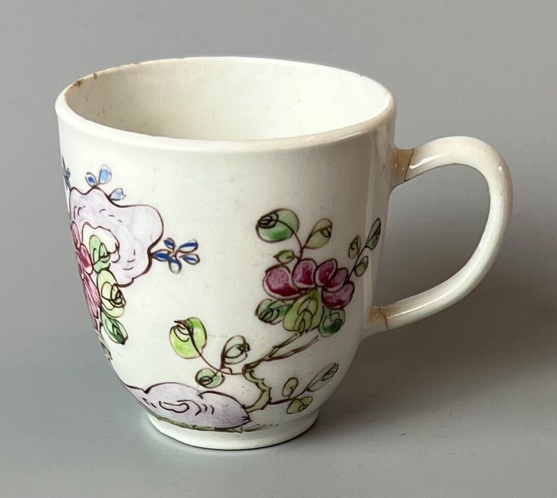 An early Bow coffee cup painted with floral sprays in famille rose stylec.1750-3