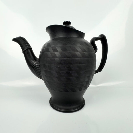 A fine black basalt coffee pot-likely Don Pottery c1810. John Griffin collection