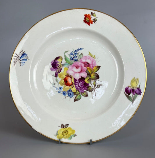 A fine c.1820 Derby floral plate in the style of Leonard Lead (1787-1869).
