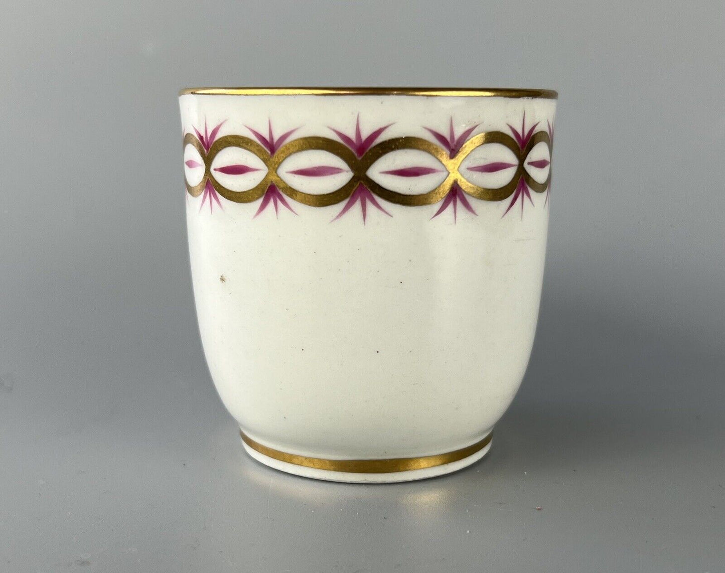 A New Hall true trio (coffee cup, tea bowl and saucer) c.1795. Pattern 89