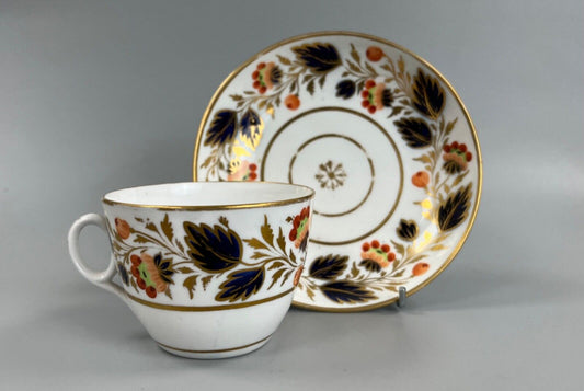 An early 19thc New Hall teacup and saucer in pattern number 1263