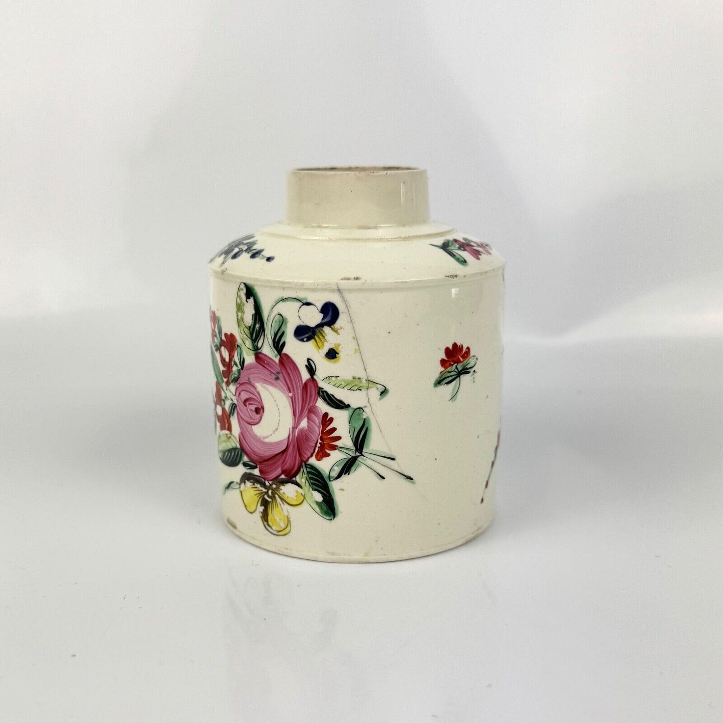 A late 18th century creamware tea caddy circa 1780. Probably Staffordshire.