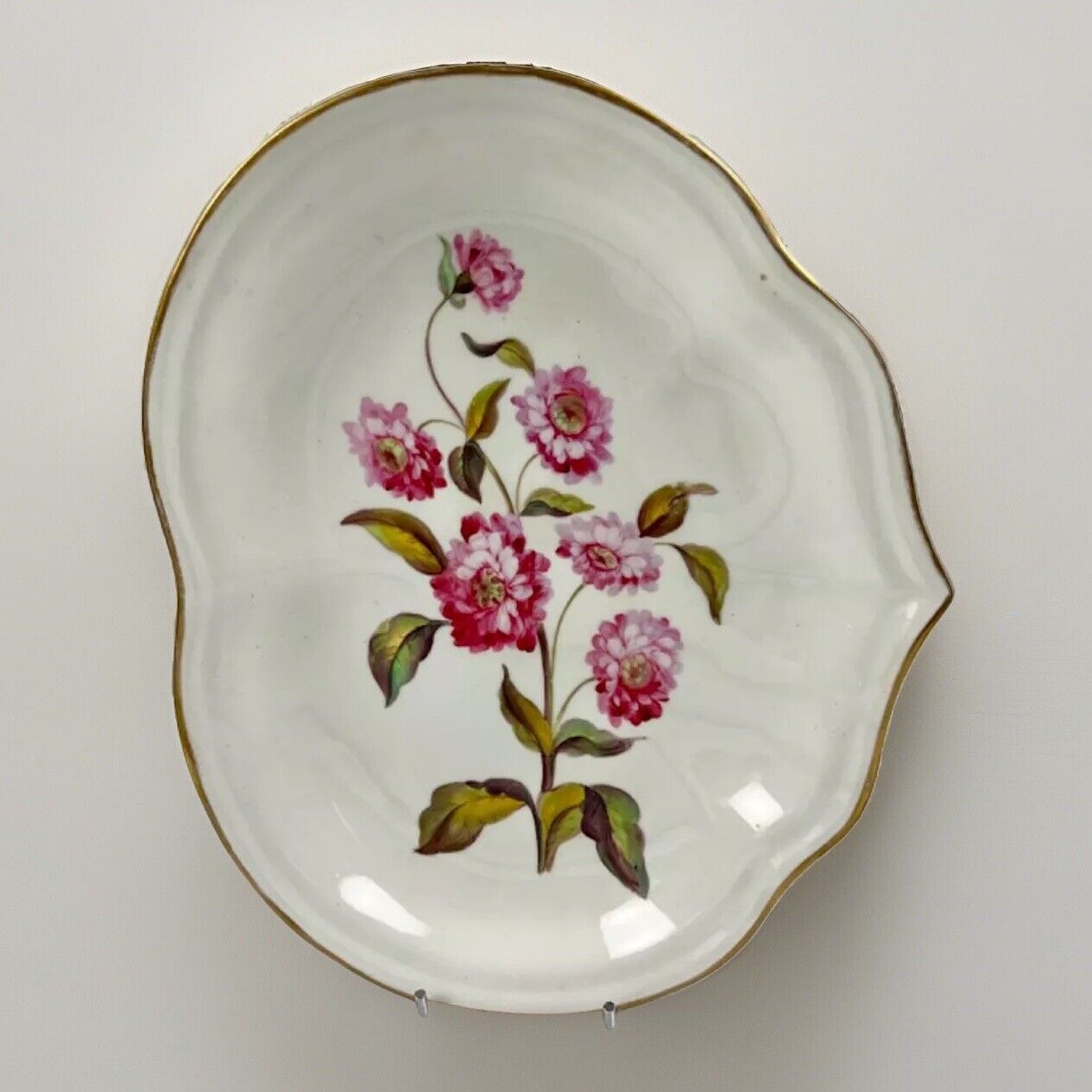 A "Quaker" Pegg painted Derby Botanical "Ten Week's Stock"  Dessert Dish c.1815