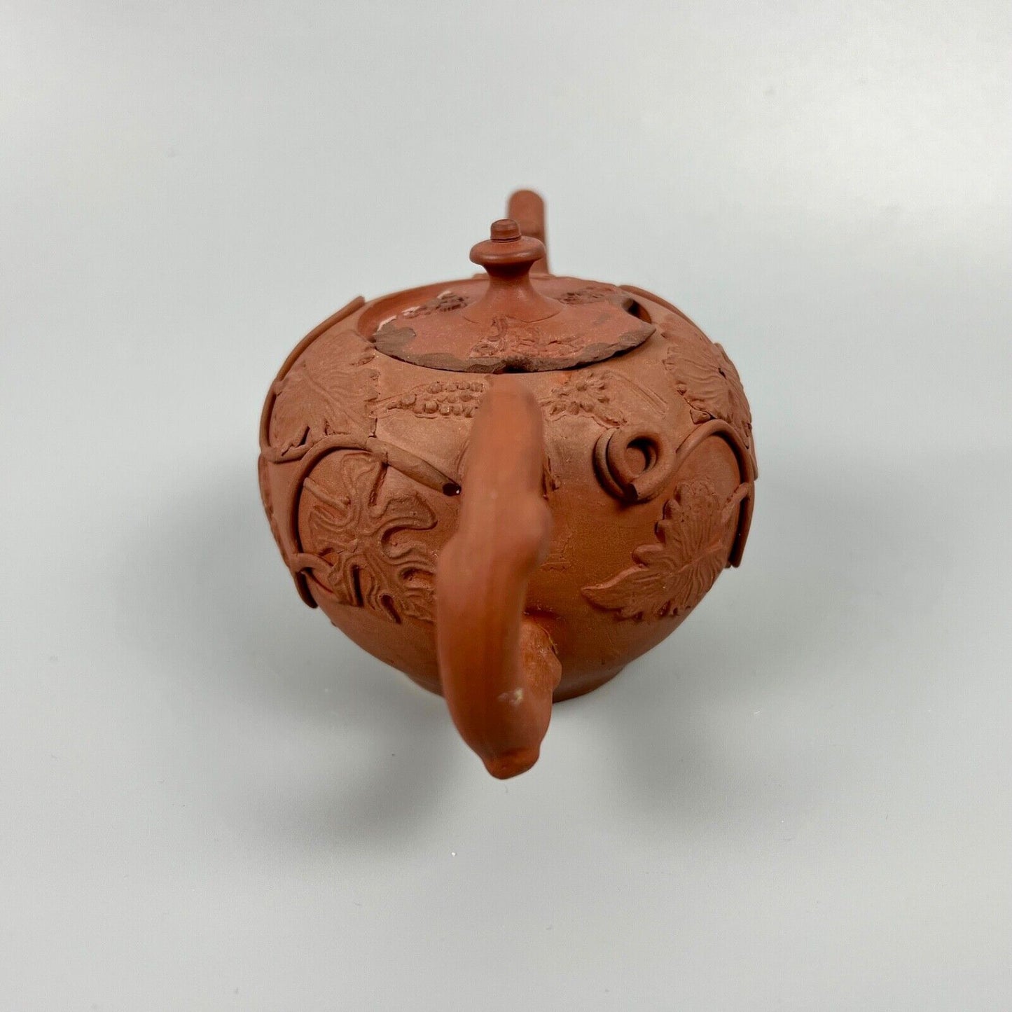 A Diminutive Staffordshire red stoneware teapot with sprigged decoration c.1760