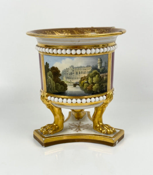A Flight, Barr and Barr small vase painted with a scene of Warwick Castle c1815