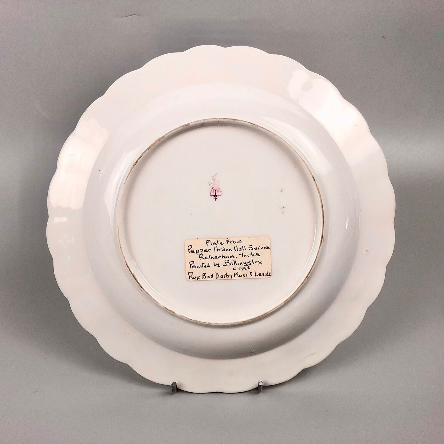 Derby plate from the Pepper Arden Service painted by William Billingsley c1790