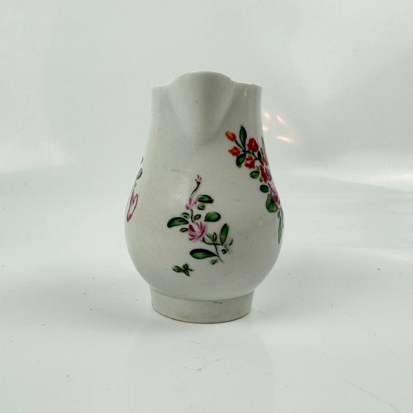 A rare Baddeley-Littler sparrowbeak polychrome decorated porcelain jug c.1777-85