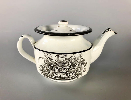 A c.1820 bat-printed miniature pearlware teapot. Possibly North-east England.