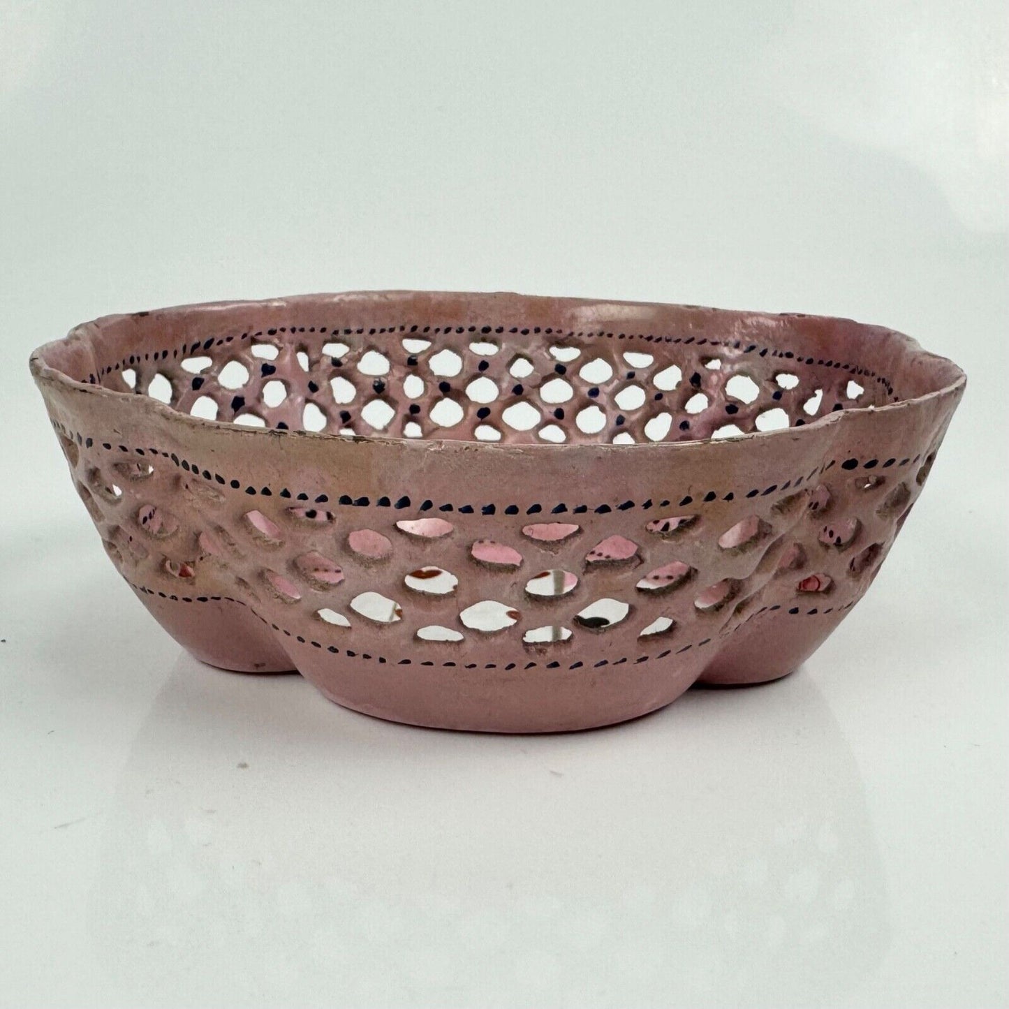 A Bilston lattice edge enamel quadrille/gaming dish c.1780