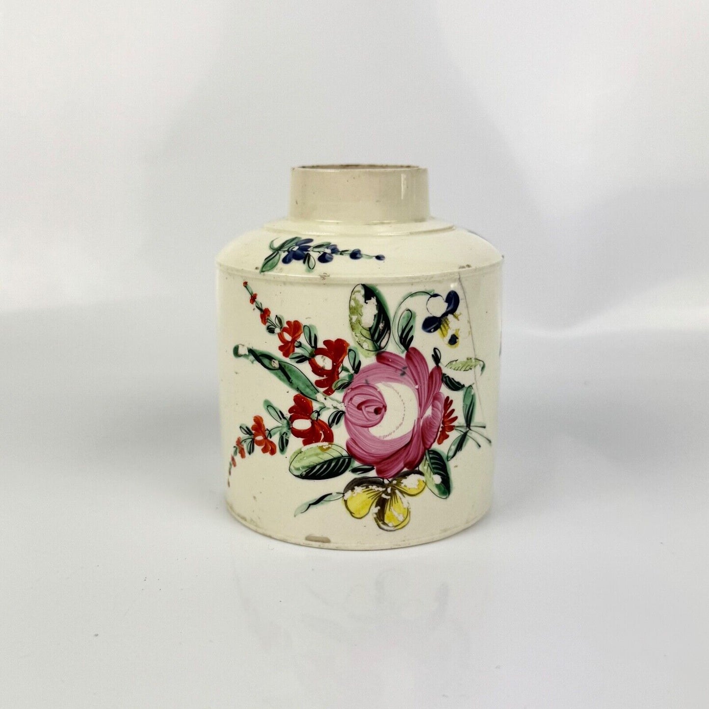 A late 18th century creamware tea caddy circa 1780. Probably Staffordshire.