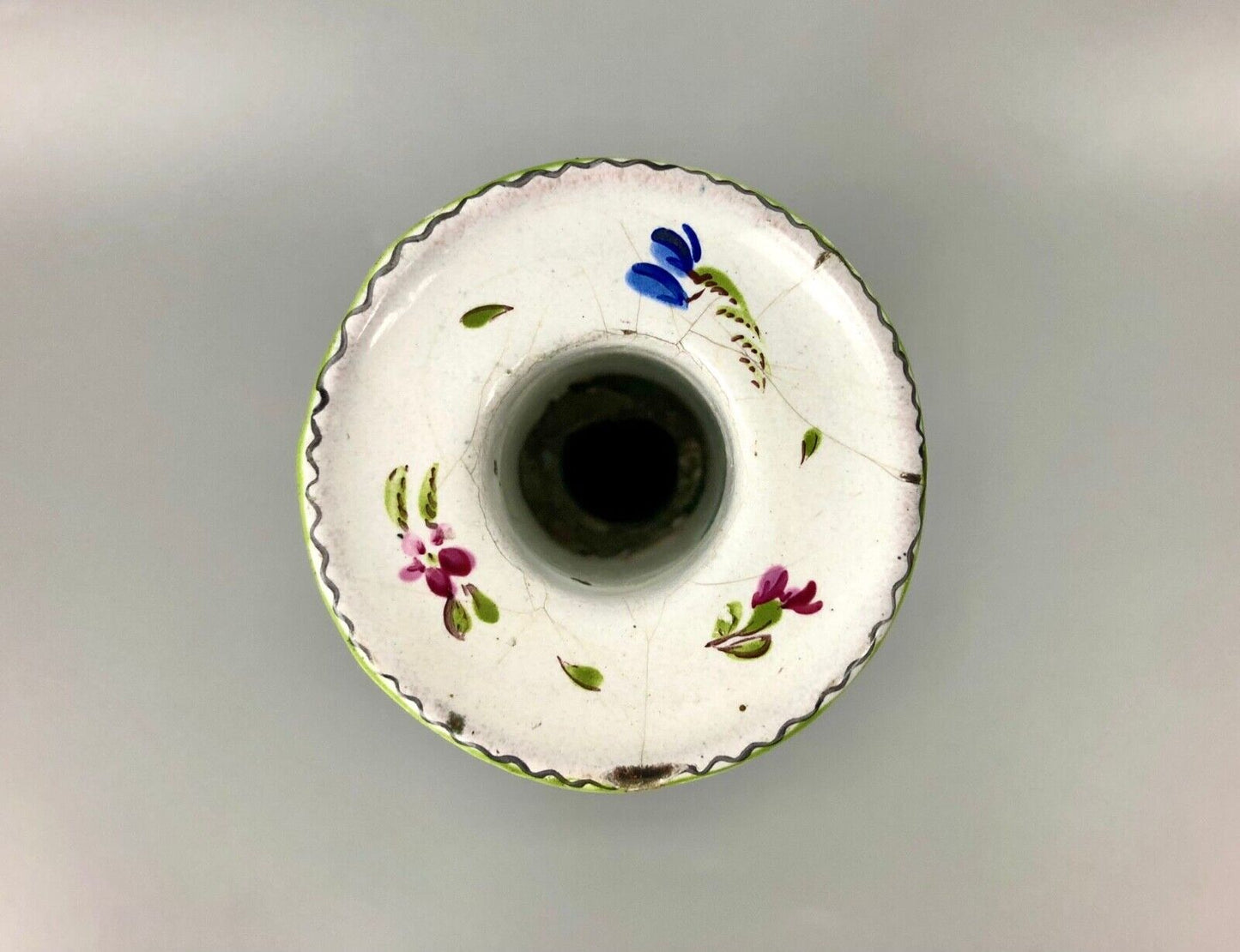 A Bilston/South Staffs table candlestick & cover of unusual tall shape. c.1780.