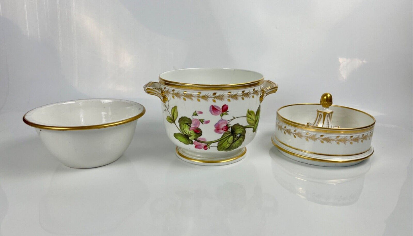 A superb Derby Quaker Pegg pattern 392 botanical painted ice pail. c.1815