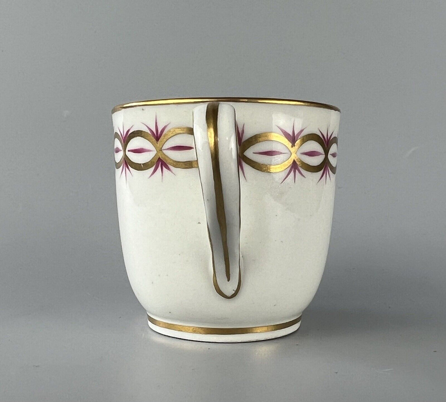 A New Hall true trio (coffee cup, tea bowl and saucer) c.1795. Pattern 89