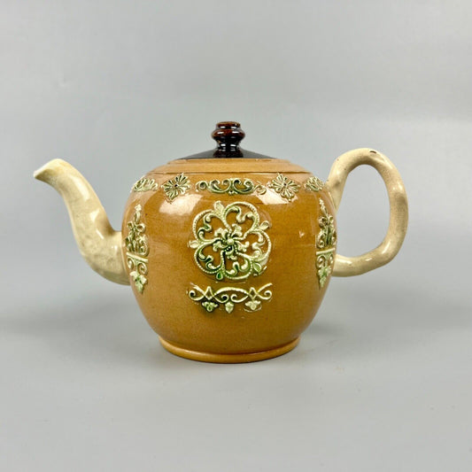 Whieldon-style Staffordshire sprigged teapot and associated cover c.1745-50