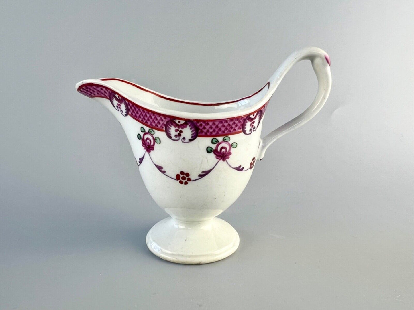 A New Hall clip handled creamer c.1790. Pattern number 78