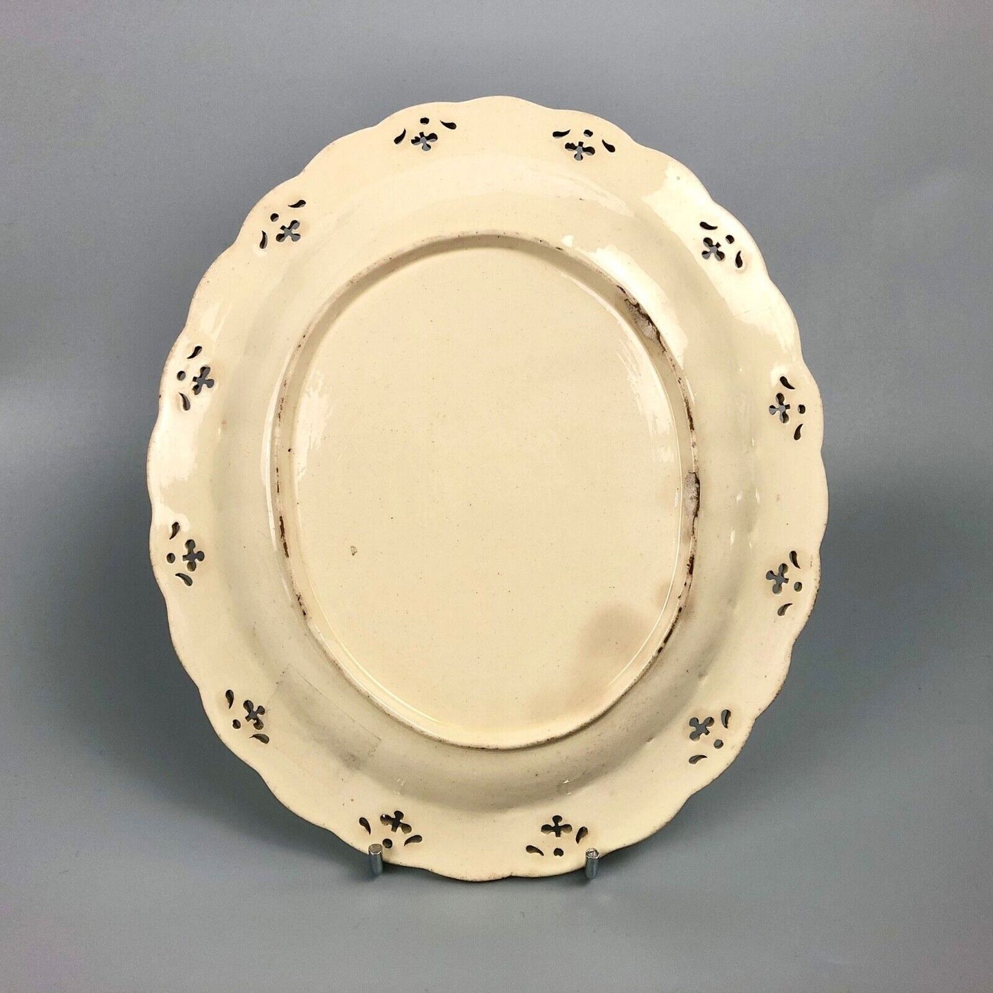 A rare Melbourne creamware  fluted & reticulated stand c.1770-80. Ex Tom Walford