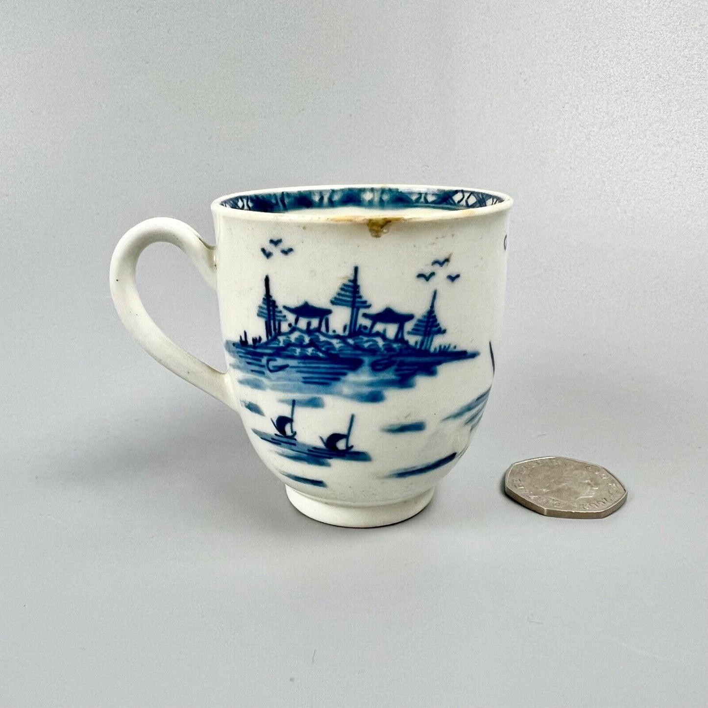 A 1st Period Worcester 'Rock Strata Island' coffee cup. c1770-5