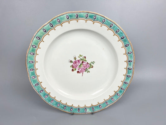 A very rare Derby plate 1785-90 painted as a replacement by William Billingsley