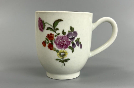 A late 18thc Worcester polychrome coffee cup well painted with floral sprays #5