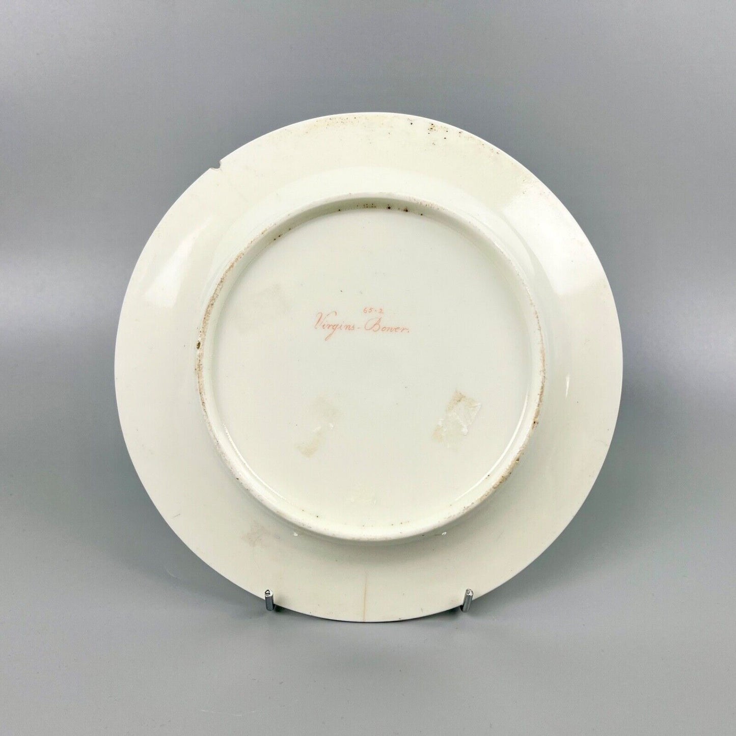 A Swansea porcelain duck egg body plate painted with "Virgin's Bower". c1815
