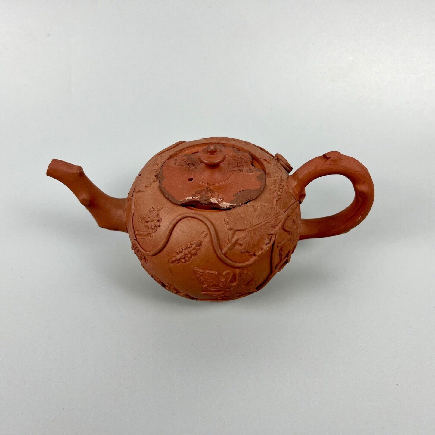 A Diminutive Staffordshire red stoneware teapot with sprigged decoration c.1760