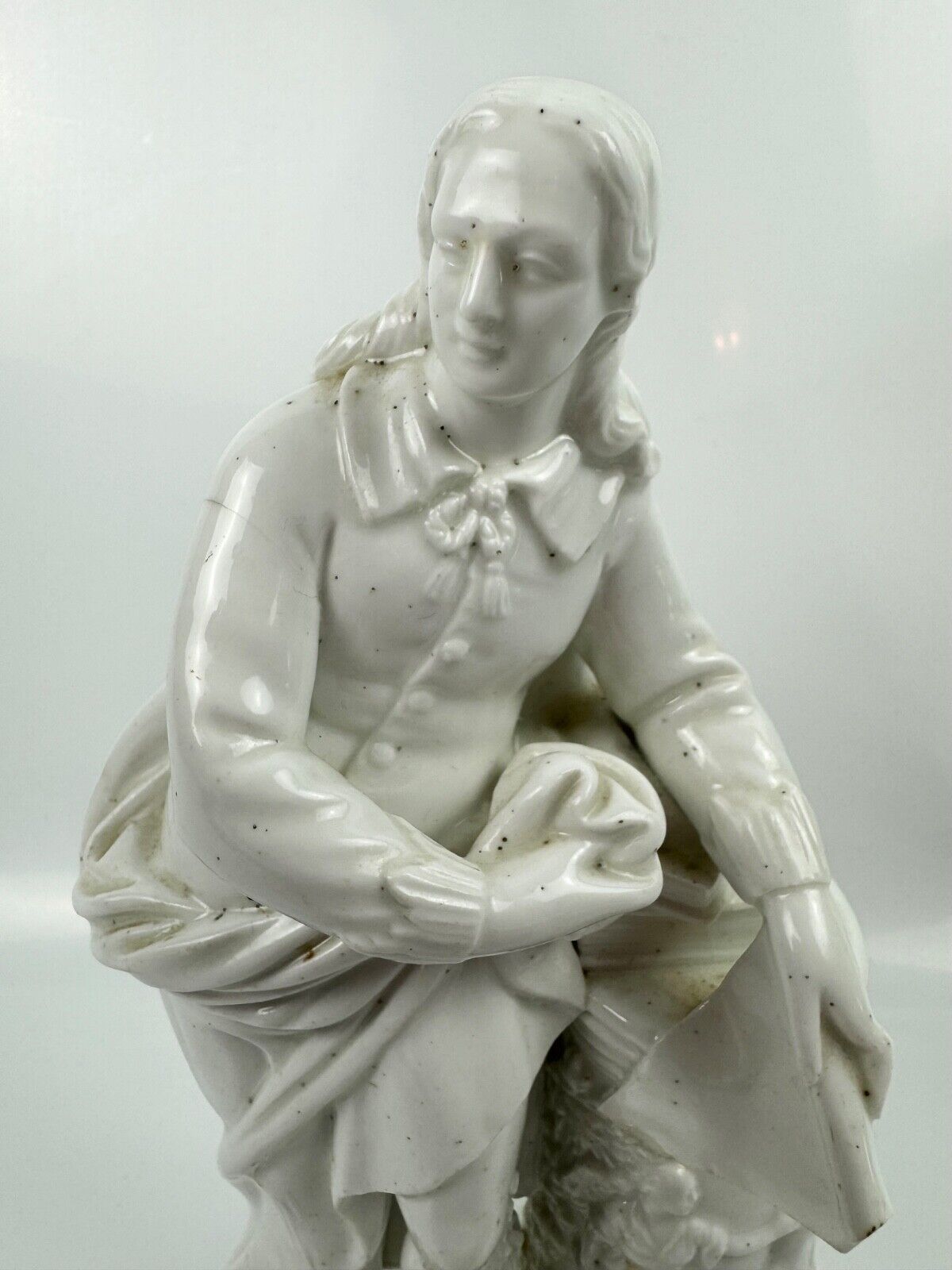 A rare white-glazed Derby porcelain figure of Milton in pattern 297 c.1790