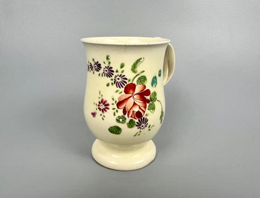 A rare Cockpit Hill Derby floral-painted creamware mug c.1770-5. Ex-Tom Wallford