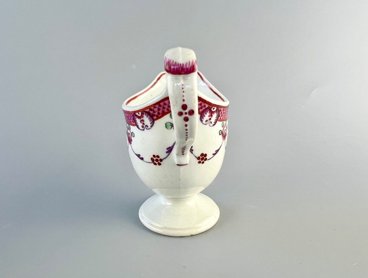 A New Hall clip handled creamer c.1790. Pattern number 78
