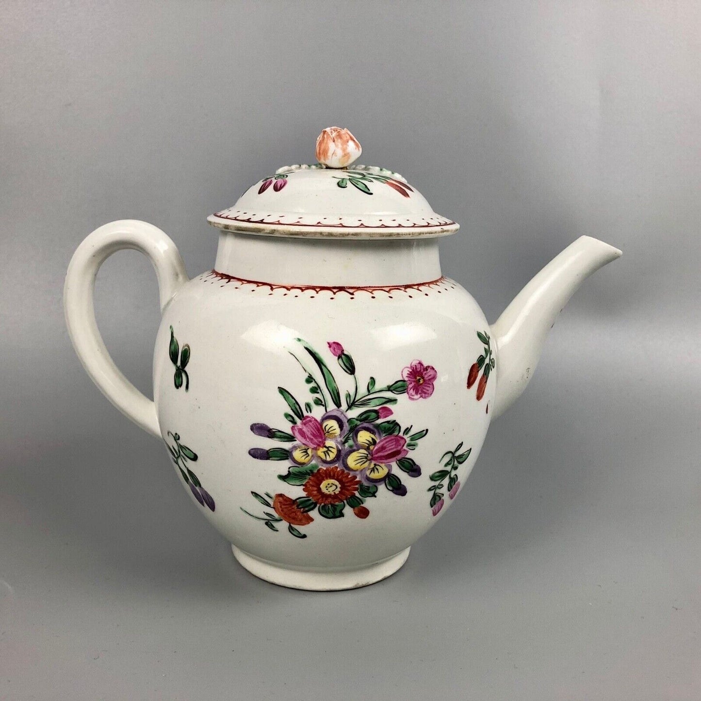 A First Period Worcester Teapot Painted With Floral Sprays c1770
